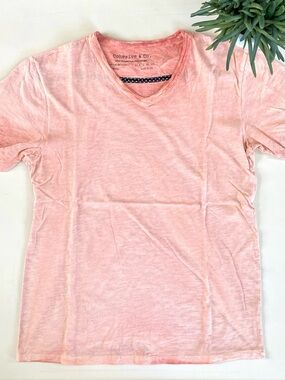 COHESIVE & CO. - Peach Tie-Dye V-Neck Tee Shirt
